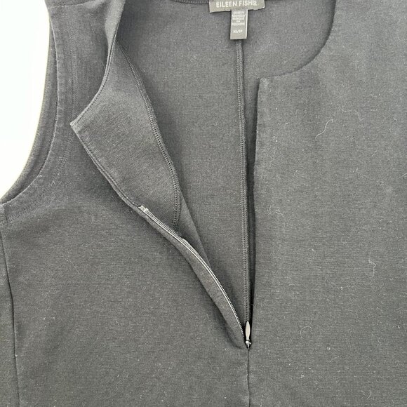 Eileen Fisher Black Zip Front Pocket Tank Mini Dress | Size XS - Picture 7 of 8